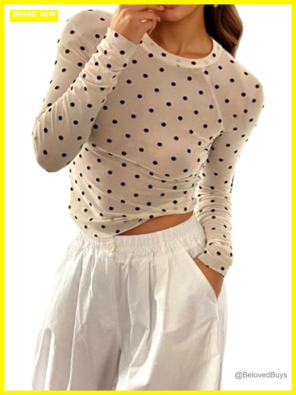 Floral Mesh Top Long Sleeve Crew Neck See Through Fitted Tee